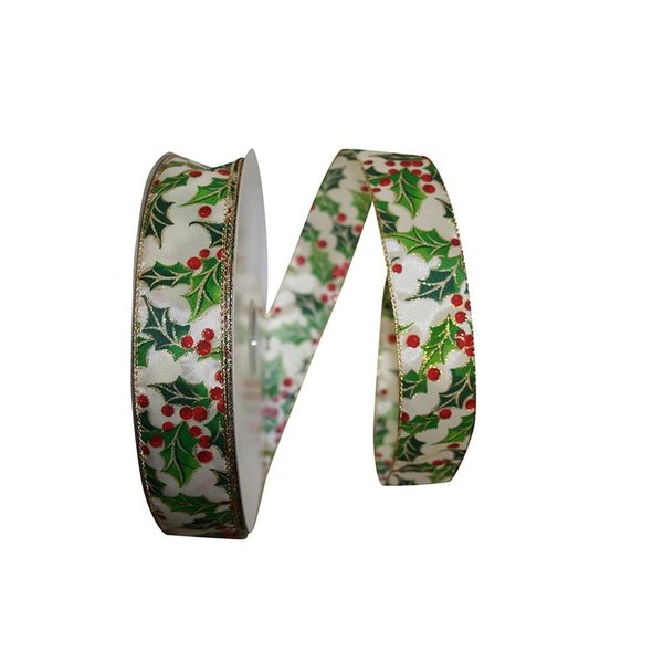 Reliant Ribbon Holly Value Wired Edge Ribbon Multi Color 2.5 in. x 50 yards 92323W-001-40K